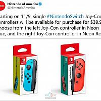 美国任天堂：Switch手柄下月9日起降价10美元