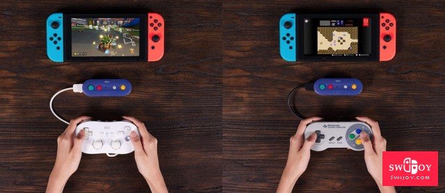 Switch多功能无线手柄转接器八位堂GBros 拯救你的老任手柄