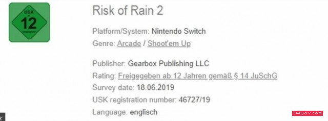 Switch版《雨中冒险2》通过德国官方评级发售日未确定