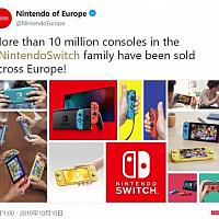 任天堂欧洲发推庆祝Switch销量超1千万