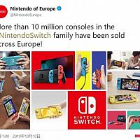 任天堂欧洲发推庆祝Switch销量超1千万