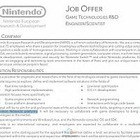 任天堂下一代主机研发招聘正式公布