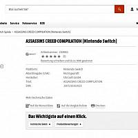育碧推Switch《刺客信条合集》发售日遭泄露 明年3月29日不见不散