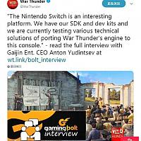 Switch版《战争雷霆》移植工作已经着手准备中