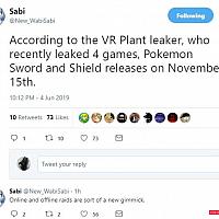 Switch《精灵宝可梦：剑/盾》发售日期疑泄露 